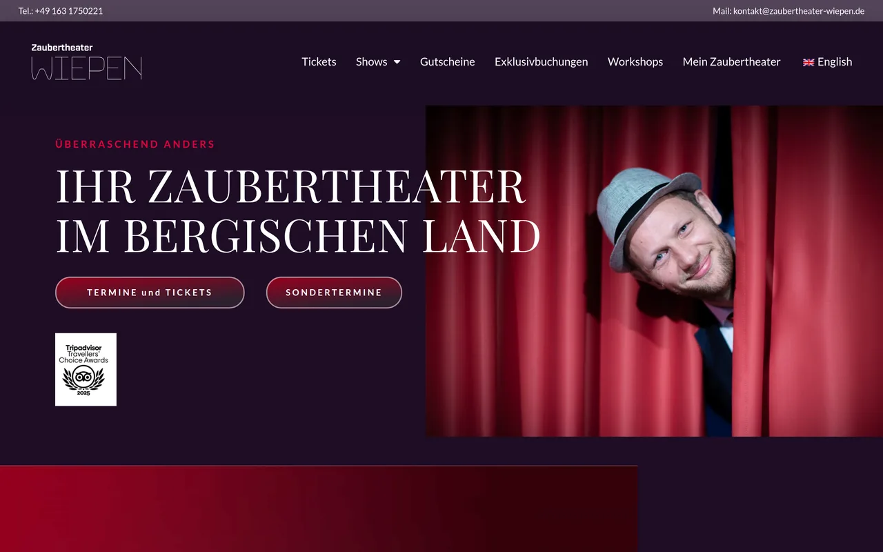 Website des Zaubertheater Wiepen